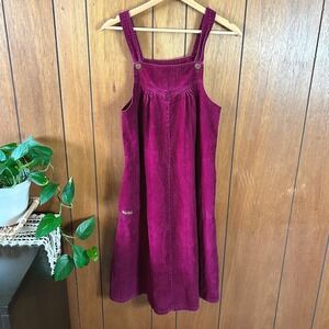 Vintage Mizz Lizz Magenta Corduroy Pinafore Jumper Dress Cotton Purple Size 5/6